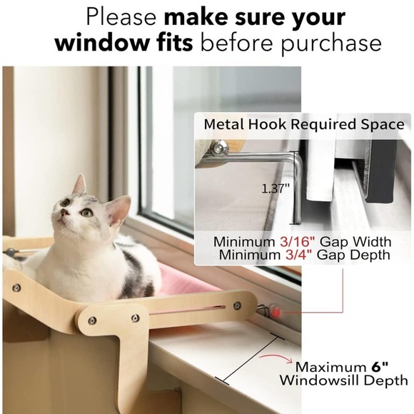 MEWOOFUN Cat Window Perch Lounge Mount Hammock Window Seat - Picture 3 of 10